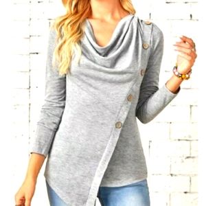 Cut asymmetrical side button shirt